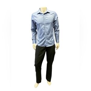 Shield-X Button Down Slim Fit Blue Longsleeve Size Medium EUC